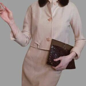 Salvatore Ferragamo Deep Brown Croc Embossed Shoulder Bag or Clutch - EUC